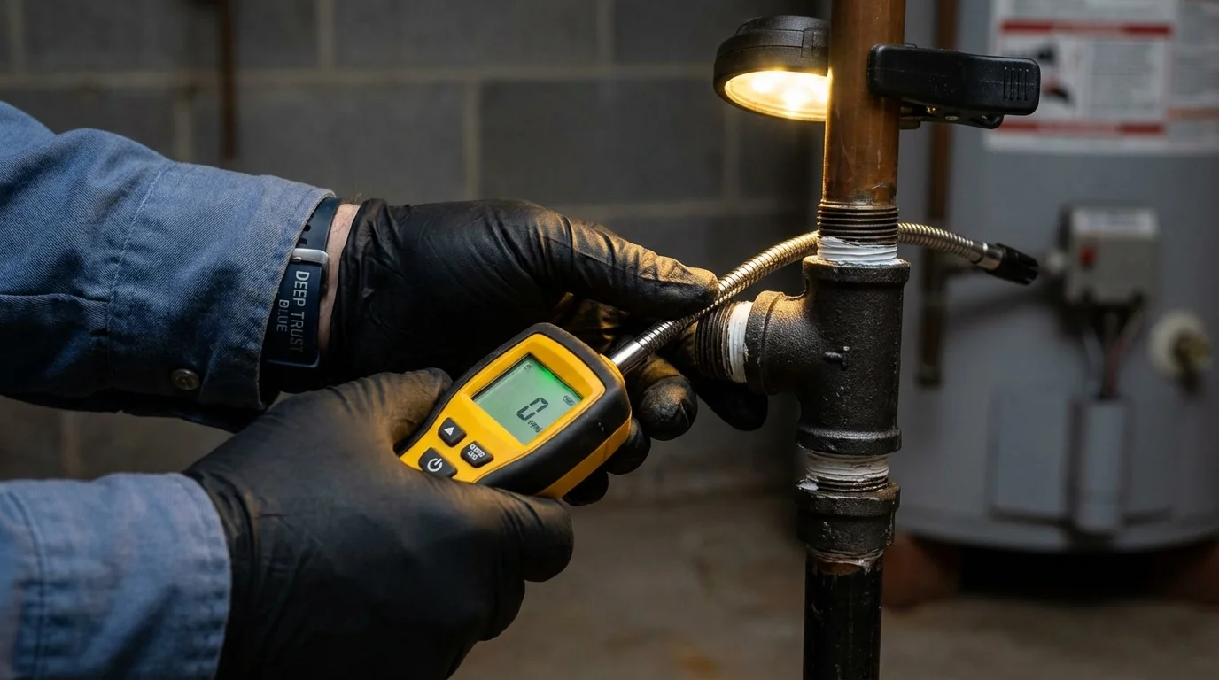 Gas leak detection with electronic sniffer by Johns Plumbing LLC in Guin