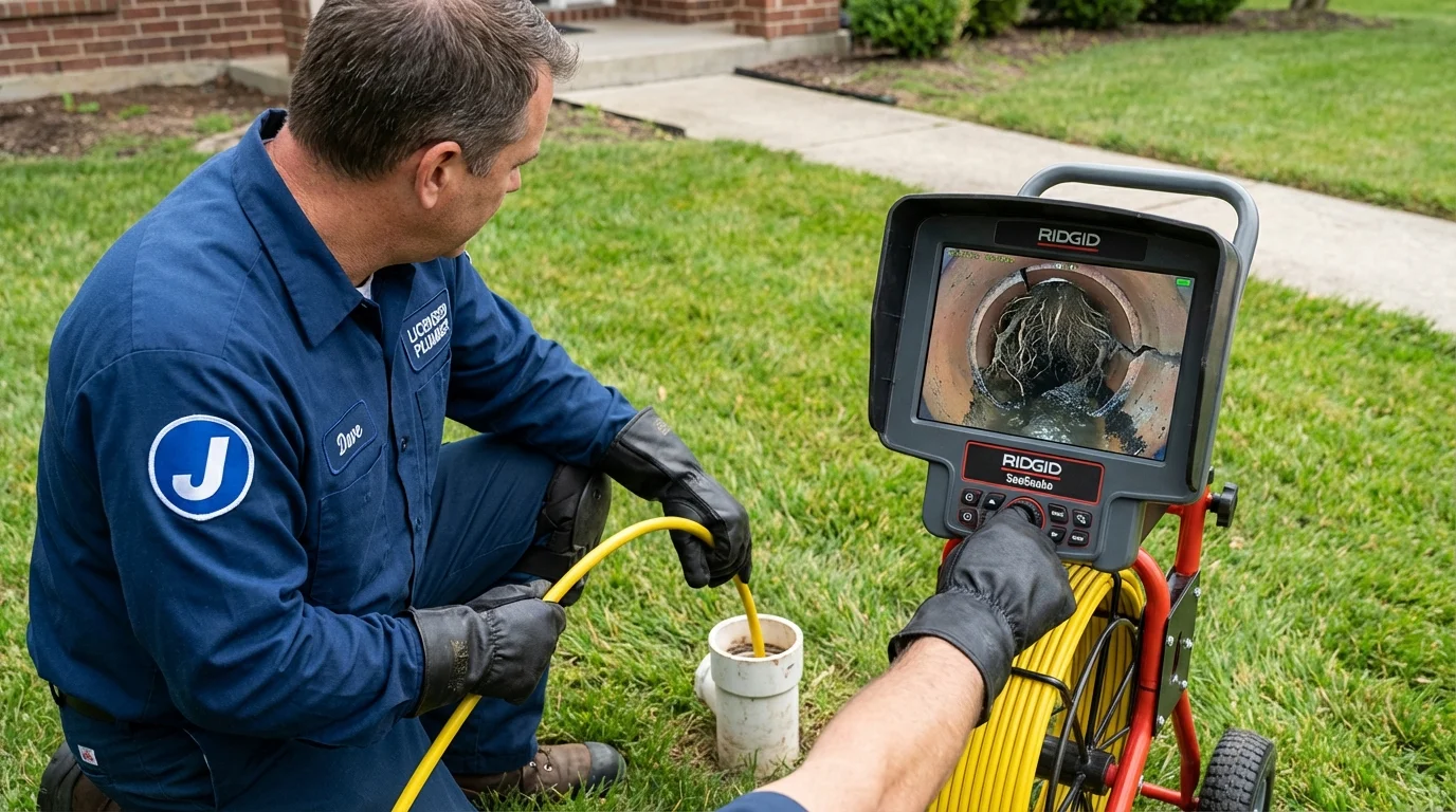 Sewer camera inspection being performed by Johns Plumbing LLC in Guin