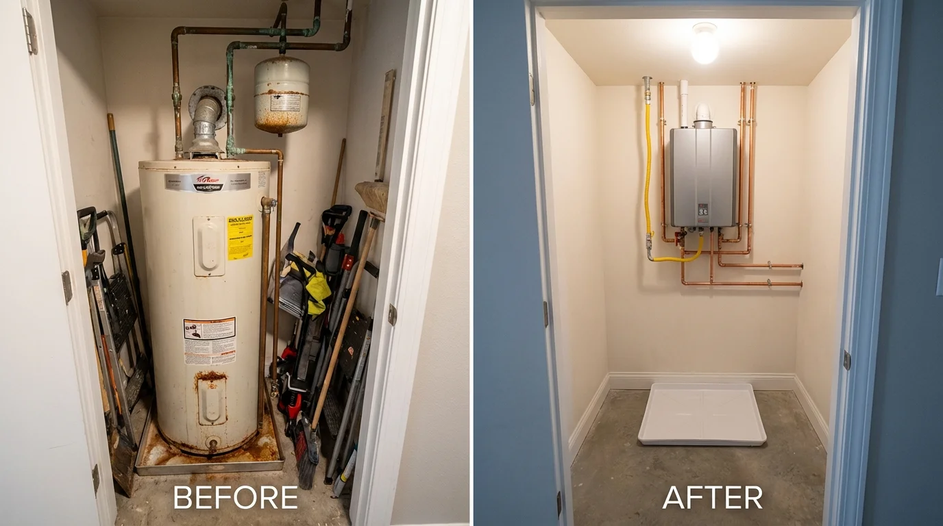 Tank water heater versus wall-mounted tankless unit comparison for Guin, AL homeowners