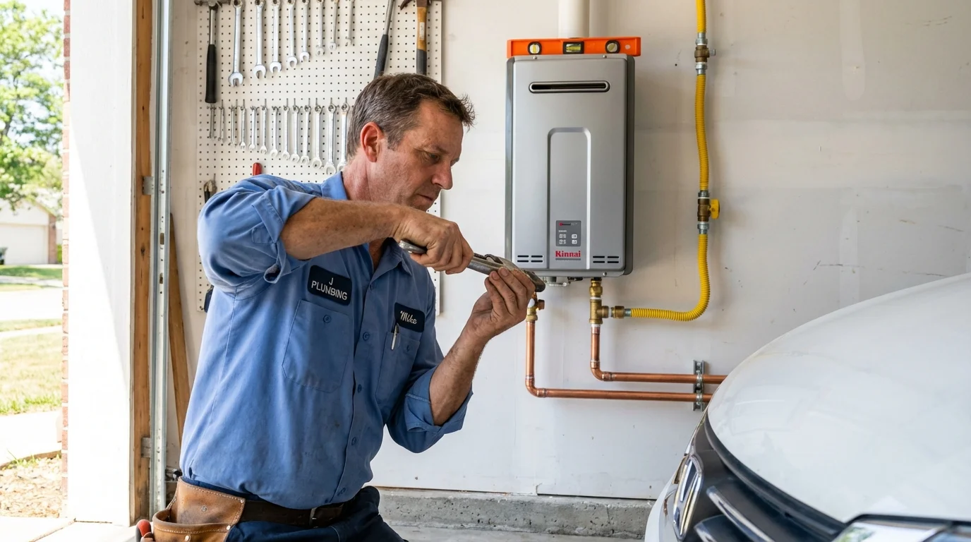 Tankless water heater installation by a Johns Plumbing LLC plumber in Guin
